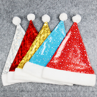 Cappelli di Babbo Natale Personalizzati Lucidi con Stelle Stampate al Laser, Berretti Natalizi Scintillanti