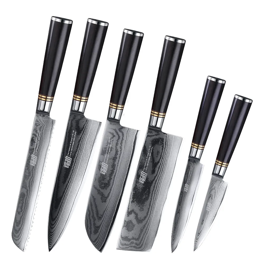 FINDKING 67 camadas 10Cr15CoMoc damasco faca de aço de alta-grade 6 pcs Profissional facas de cozinha definido