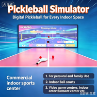 Simulateur de pickleball portable à projection AR pour intérieur, équipement d'entraînement de tennis réaliste et réglable, en métal durable, pour 1 à 2 personnes