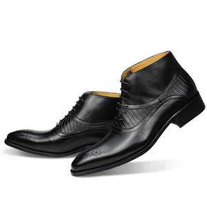 Zapatos elegantes <span class=keywords><strong>de</strong></span> <span class=keywords><strong>vestir</strong></span> <span class=keywords><strong>de</strong></span> cuero <span class=keywords><strong>de</strong></span> lujo para hombre, nuevos <span class=keywords><strong>botines</strong></span> cálidos <span class=keywords><strong>con</strong></span> encaje para oficina formal, negocios, ocasiones sociales - Product Image 4