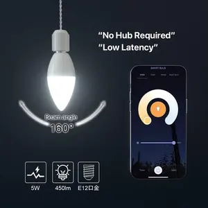 スマートLED電球E14E275W Alexa/Googlehome/Wifi調光可能RGBキャンドルライト電話制御LED電球家庭/キッチン/寝室用