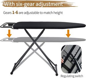 Heat Resistant Thick Detachable Adjustable Height Foldable Ironing Board Iron Holder <b>Clothes</b> <b>Rack</b> Modern-Style Black - Product Image 4