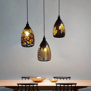 Lampe suspendue LED moderne en fer, cage métallique creuse, luminaire pour salon, restaurant, boutique, bar, décoration - Product Image 2