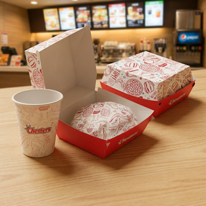 Emballage personnalisé pour boîtes à hamburgers, papier de qualité alimentaire, vente en gros, boîtes à emporter pour la restauration rapide - Product Image 2