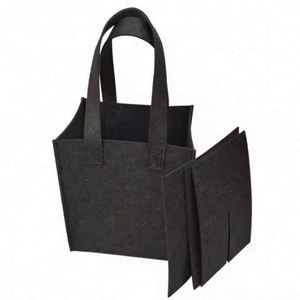 Sac fourre-tout tissé réutilisable personnalisable, sac de rangement en feutre pour cadeaux de vin, motif logo et lettres, pour affaires, fêtes et publicité - Product Image 3