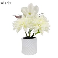 OH ARTS Ensemble de fleurs artificielles séchées, Dahlia et magnolia artificielles mélangées, pour décoration intérieure et extérieure