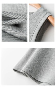 Débardeur en tricot gris pour femme, col rond, couleur unie, décontracté, respirant, sans manches, longueur normale, 100% coton - Product Image 6