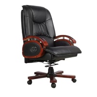 Chaise de direction en bois massif, chaise pivotante de conférence, chaise de patron de luxe en cuir véritable, chaise d'ordinateur de bureau à domicile haut de gamme