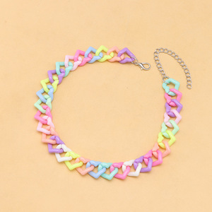 Collar de Corazón de Acrílico Colorido, Joyería Geométrica de Resina Unisex para Fiestas - Product Image 6