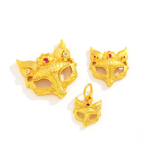 Nantong <b>Fox</b> Mask Pendant Alloy Jewelry Findings With Ruby Stone DIY Accessories Mixed Sizes - Product Image 5