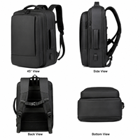 Sac à dos pour ordinateur portable professionnel extensible grande capacité, sac à dos de voyage imperméable en PU, sac à dos scolaire pour hommes avec logo personnalisé