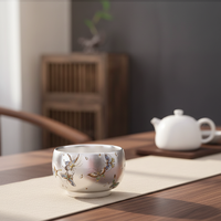 Tasse à thé en céramique en argent sterling, bol traditionnel chinois, fait main, logo personnalisé, imprimé en typographie, coffret cadeau, ensemble cadeau pour