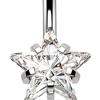 Bijoux de piercing pour le nombril en acier inoxydable, prêts à l'emploi, vente en gros, avec 4 griffes et zircone cubique, motifs cœur et étoile
