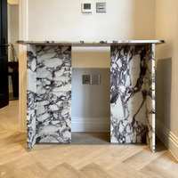 Table console en marbre Calacatta Viola de luxe, pierre naturelle, table d'entrée pour villa, hôtel, décoration intérieure