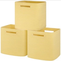 Panier de rangement moderne en corde 100% coton, écologique, pliable, durable, carré, tissé à la main pour les livres, les articles divers, la lessive