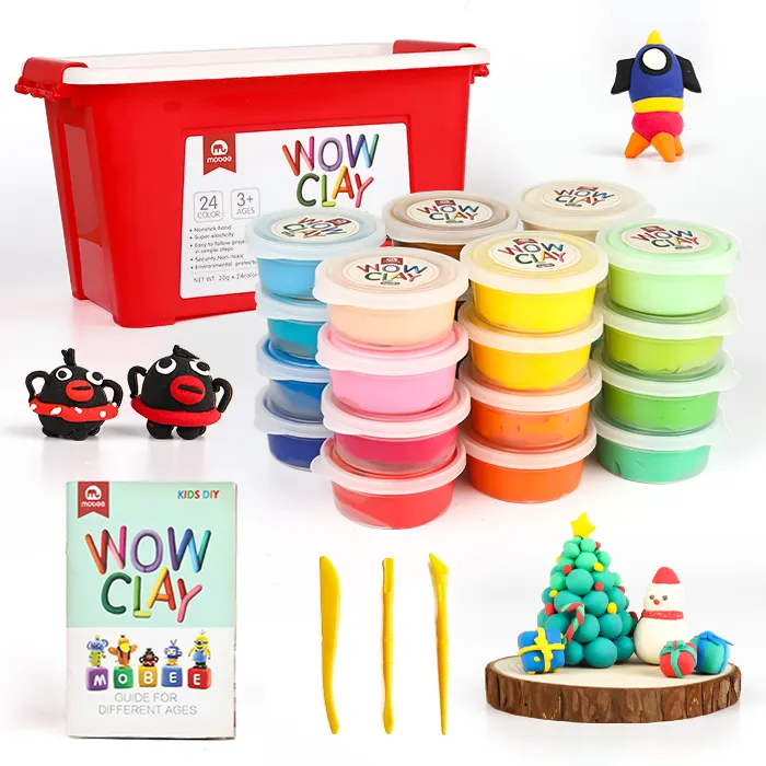 Gxin M013B24 soft super light clay Kids Toy Non-toxic colored clay 24 color Air dry clay kit for school supplies