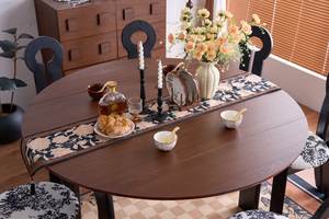 Set Tavolo da Pranzo Vintage Nero in Legno Massello, Design Moderno ed Elegante per Sala da Pranzo, Collezione 2026 - Product Image 2