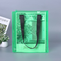 Sac d'emballage en PVC transparent réutilisable avec logo personnalisé, couleur gelée, et sangle imprimée – Vente en gros