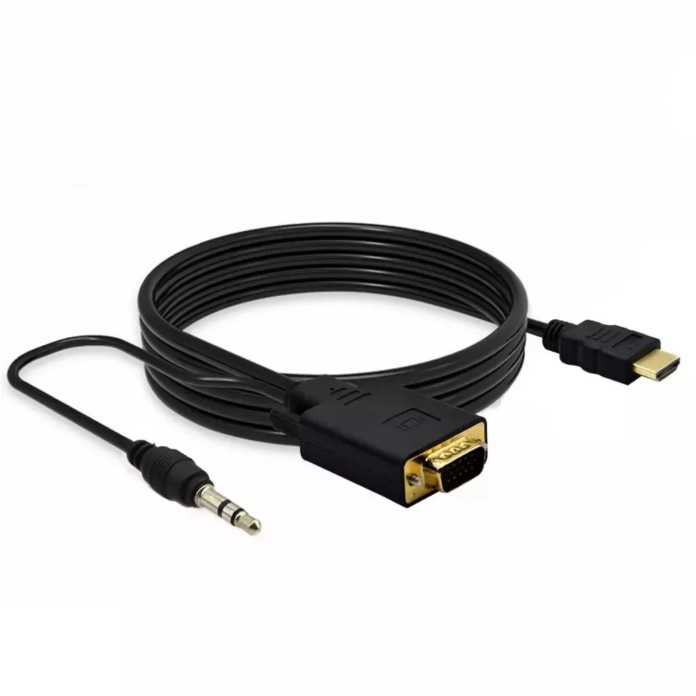 High quality 1.8m 6ft HDMI to VGA with audio cable Converter adapter cable support 1080P Full HD