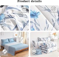 Linge de lit d'hôtel lit double grand taille bleu parure de lit personnalisée ensemble de draps de lit 4 pièces en microfibre ensemble de couette personnalisé