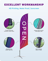 Drapeau de bannière de plage en polyester durable personnalisé pour l'affichage extérieur Accessoire de logo personnalisé promotionnel Estandarte Bandera