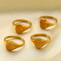 Gravierter Sternzeichen-Ring Astrologie-Symbol Siegelring Tierkreiszeichen-Ring Horoskop-Schmuck Edelstahl Anlaufbeständig 18k Gold