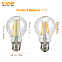 Ampoule LED à filament E27 A60 220-240V 8W, blanc chaud 2700K, lumière blanc chaud 3500K, lumière blanc froid 6000K non dimmable