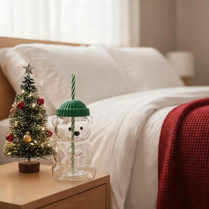 Vaso de Vidrio con Pajita Lami Bear, Vaso de Agua de 500 ml, Edición Limitada, Taza de Café con Diseño de Oso Latinoamericano - Product Image 6