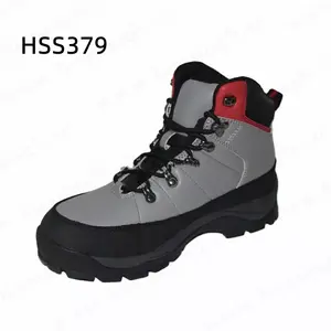 LXG, sepatu bot keselamatan olahraga anti-tusukan, sepatu bot mendaki luar ruangan warna abu-abu, sisipan jari kaki baja kulit tahan air penuh HSS379