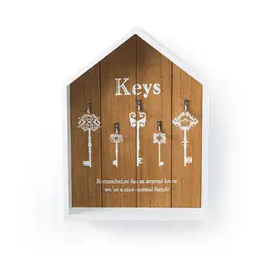 Articles ménagers en gros porte-clés en bois en forme de maison blanche pour mur au meilleur prix W08C261