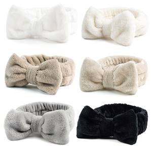 <span class=keywords><strong>Diadema</strong></span> de spa de felpa para mujer, <span class=keywords><strong>diadema</strong></span> de felpa con lazo, <span class=keywords><strong>diadema</strong></span> elástica de Color sólido para lavado de cara, accesorios para el cabello - Product Image 2