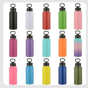 Hot Selling Bpa-Free Reusable Insulated Metal <b>Bottle</b> Stainless Steel Sports Water Cup <b>Flask</b> With 2 Lids - Product Image 2