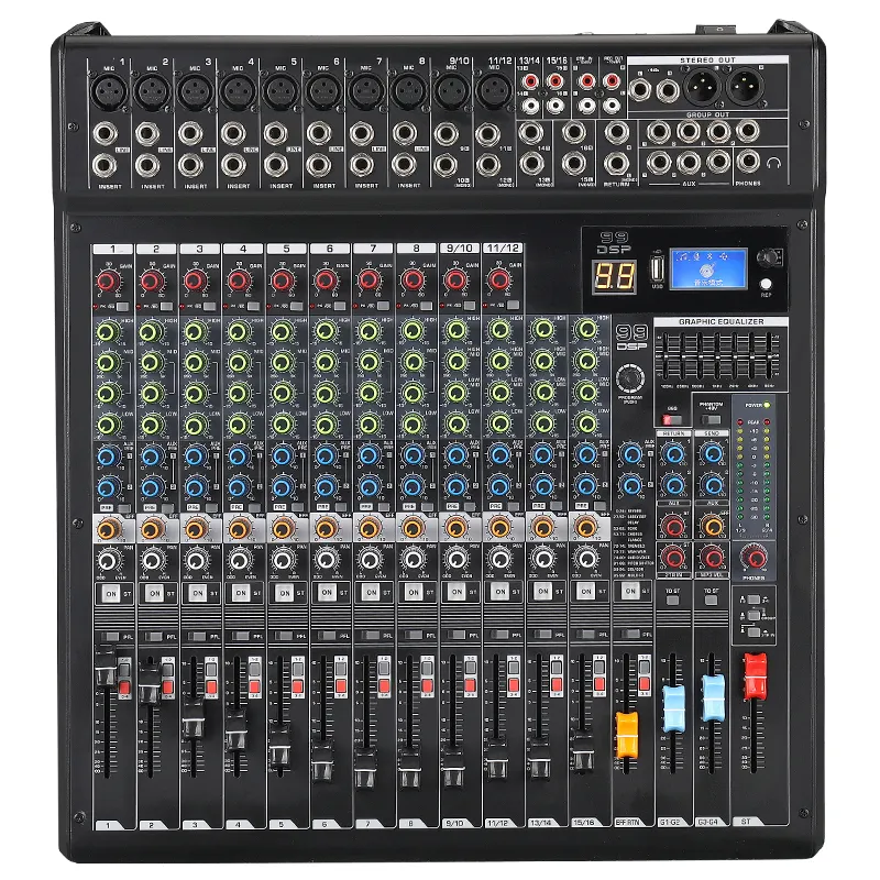 Factory Direct 16 Channel Music Mixing Console Power Mixer Audio Mixer With Usb And 48V Phantom Power
