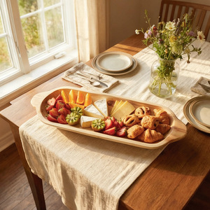Bandeja Larga de Madera Maciza con Forma de Alien, Estilo Simple para Uso en el Hogar y Hoteles, Bandeja Multifuncional para Servir, Tamaño Grande y Pequeño - Product Image 2
