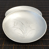 Sous-verre rond en étain pur de 8 cm, protection thermique pour table, accessoire pour service à thé Kung Fu