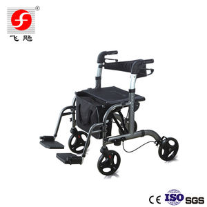 Medico pieghevole in alluminio sedia a rotelle deambulatore con poggiapiedi peso leggero mobilità walker - Product Image 6