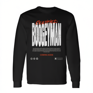 T-shirt a maniche lunghe certificata Boogeyman, nera, girocollo, abbigliamento da uomo - Product Image 2