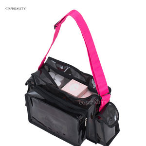 Ensemble de maquilleurs en PVC noir moyen sac sac de rangement cosmétique transparent voyage maquillage Kits organisateur <span class=keywords><strong>MUA</strong></span> sac avec amovible - Product Image 2