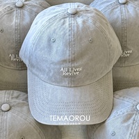 Casquette unisexe réglable en coton gris clair, style coréen Y2K, avec broderie de lettres blanches à faible saturation, effet visage affiné