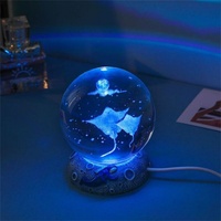 Lampe de table décorative 3D sculptée au laser boule de cristal méduse dauphin étoile de mer baleine coquillage USB LED veilleuse maison chambre à coucher