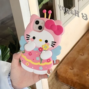 เคสโทรศัพท์มือถือลายการ์ตูนสาวน้อยน่ารัก 3 มิติ ซิลิโคนรูปดอกไม้ โบว์ผีเสื้อ แมว KT  สำหรับ iPhone 17 pro max 16 15 - Product Image 2