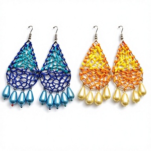 Boucles d'oreilles pendantes bohèmes en alliage pour femme, imitation perle, plaqué or, bijoux de mode pour soirée - Product Image 1