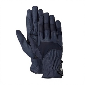 Gants d'équitation unisexes en cuir bleu à doigts entiers, respirants, antidérapants, avec fermeture à enfiler, pour l'entraînement sportif - Product Image 6