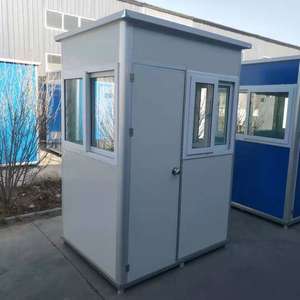 4.92ft X 6.56ft X 7.54ft White Blue Tiny House Prefab Portable Office Security Kiosk Sentry Booth Warehouse Office Building - Product Image 6