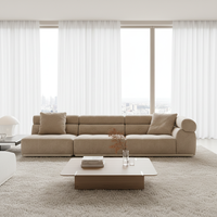Canapé modulaire sectionnel Coup, style italien minimaliste de luxe, structure en aluminium courbée, revêtement en cuir véritable et tissu en laine pour villa