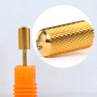 Broca para uñas de carburo de oro de 3/32 "al por mayor para manicura y pedicura, barril redondo grande, brocas para uñas 4XC 3XC para pulidora