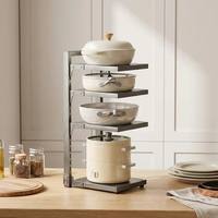 Étagère à casseroles et poêles à double niveau en acier au carbone robuste, pour rangement sous l'évier, organisation de la cuisine