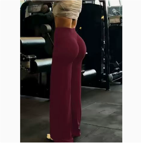 Leggings évasés taille haute pour femmes, effet push-up, couleur unie, pantalon de yoga en polyester écologique sans couture - Product Image 5
