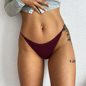 Sous-vêtements pour femmes, string confortable en coton, taille basse, string, culotte unie, logo teint, taille à séchage rapide pour le sport et la remise en forme - Product Image 1