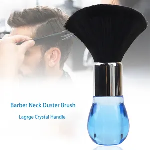 Escova de limpeza de cabelo, logotipo personalizado, com cabo de cristal, escova para limpar o pescoço, quebrado, fibra macia, cabelereiro